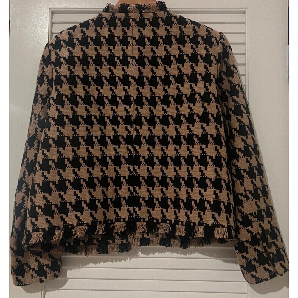 NWT L'AGENCE Angelina Houndstooth Open Front Blazer in Cappuccino Black Brown - Picture 12 of 16